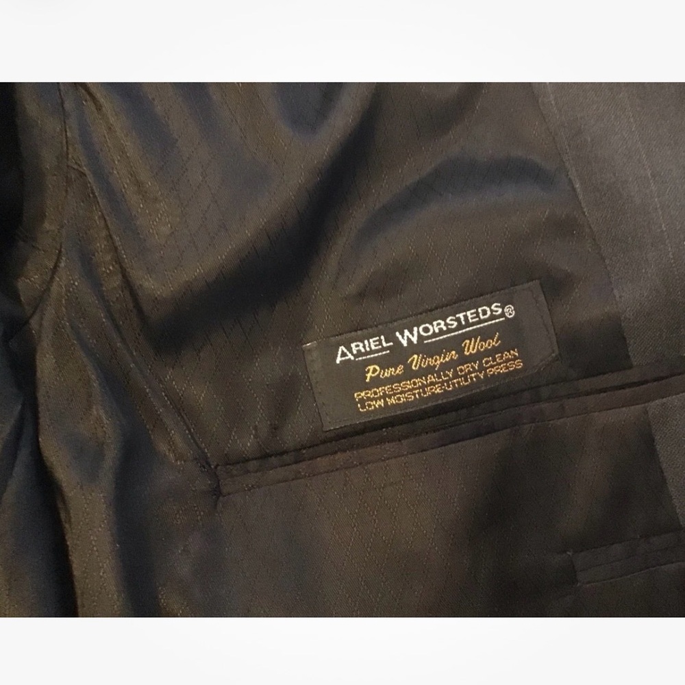 HART SCHAFFNER MARX Vintage Charcoal Gray Pinstripe Wool Suit Coat 42 Reg. EUC - Picture 12 of 14